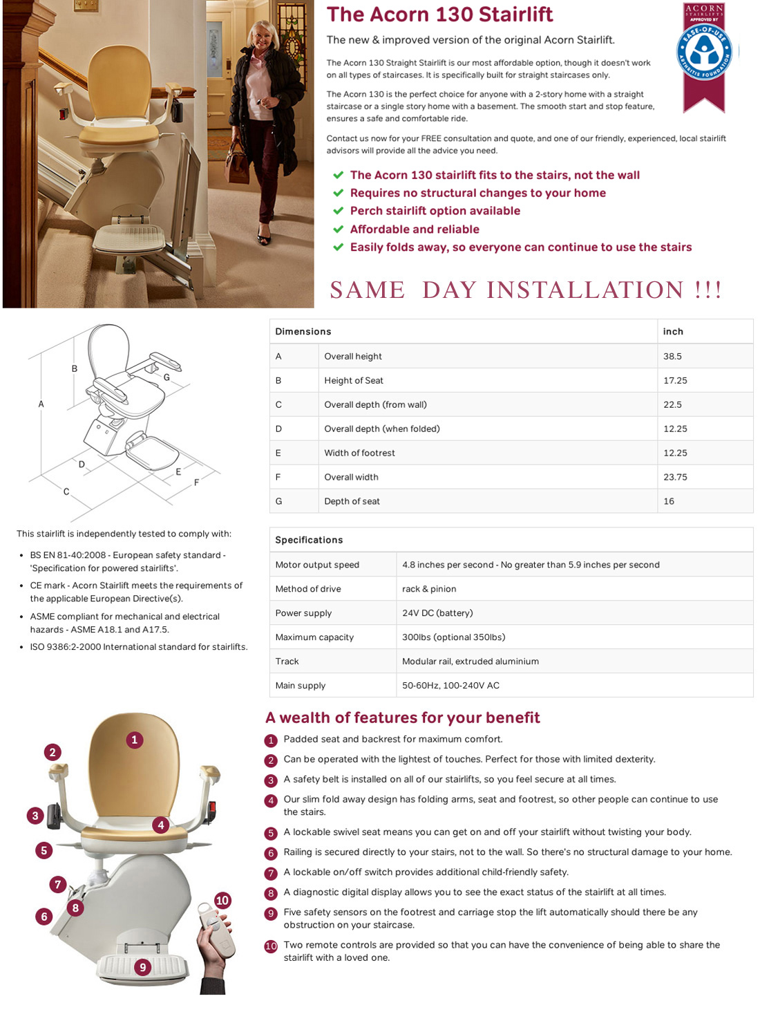 acorn stairlift straight 130 Low Cost